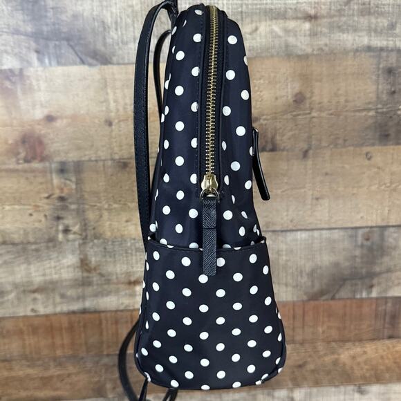 Kate Spade Hilo Blake Avenue Nylon Mini Backpack Purse Diamond Dot Black White main image 9